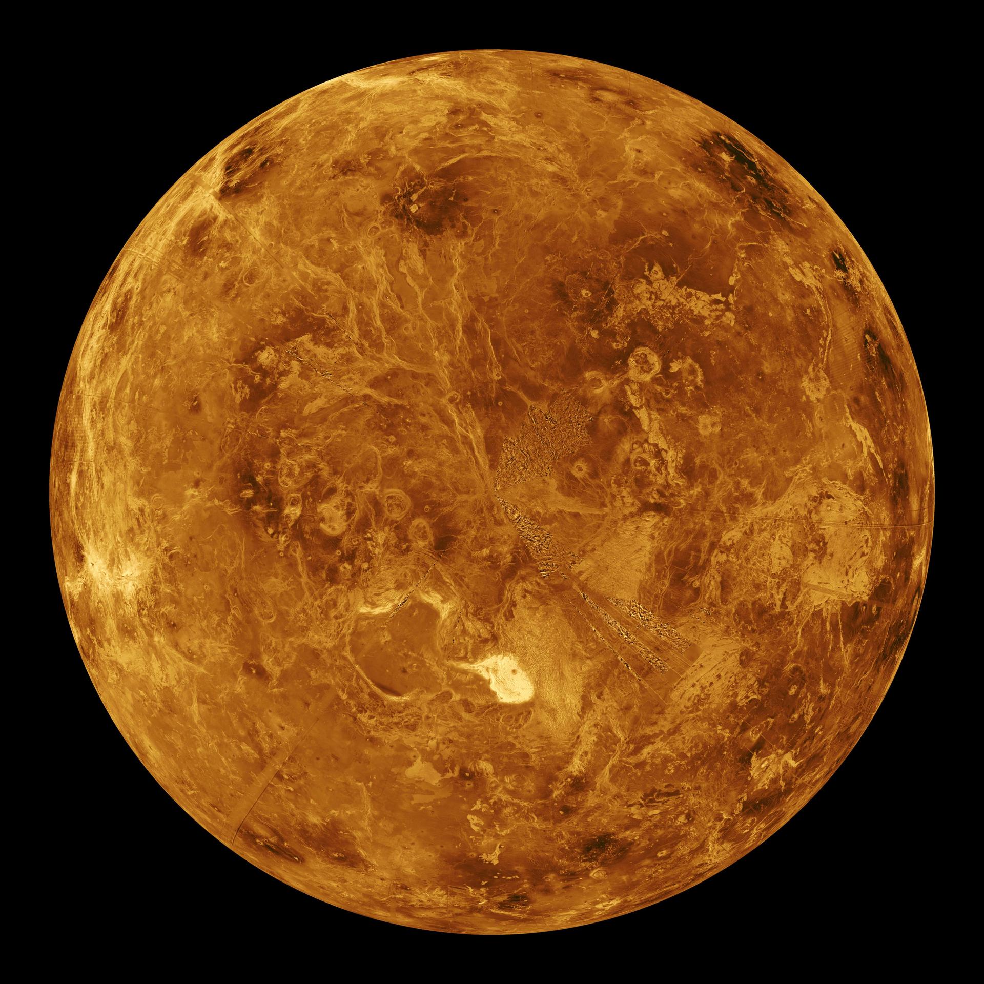 Global Magellan radar mosaic of Venus.